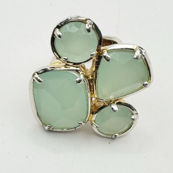 Sequin Hearts Ring Nordstrom Costume Jewelry Chunky Big Gold tone Green SIZE 7 - Picture 1 of 9